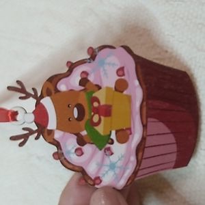 Bucherry Reindeer Cupcake Christmas Ornament Wooden